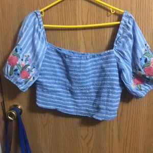 Off Shoulder Cropped Shirt